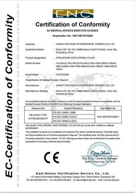 China Jinan Fosychan International Trading Co., Ltd. certificaten